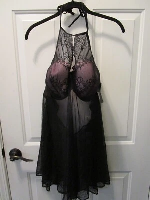 FELINA CRAVE BABYDOLL ENCAJE/MALLA CHEMISE EN NEGRO TALLA 2X NUEVO Foto 1 de 3