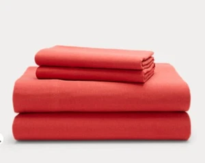 BRAND NEW RALPH LAUREN KING SHEET SET 4PC COTTON FLANNEL COLOR RED - Picture 1 of 7