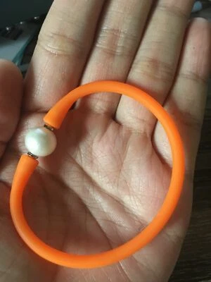 Pulsera de goma de silicona natural real blanca de agua dulce 11-12 mm  Foto 1 de 4