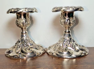 Matching Pair Godinger Silver Art Co Ltd Plated Candlestick Grapes & Vines Motif - Picture 1 of 7