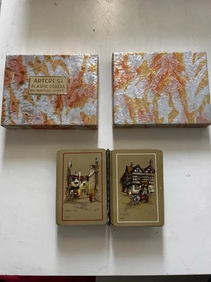 Tarjetas de juego Whitman recubiertas de plástico Artcrest de colección Clyde Cole 2 barajas The Inn Foto 1 de 4