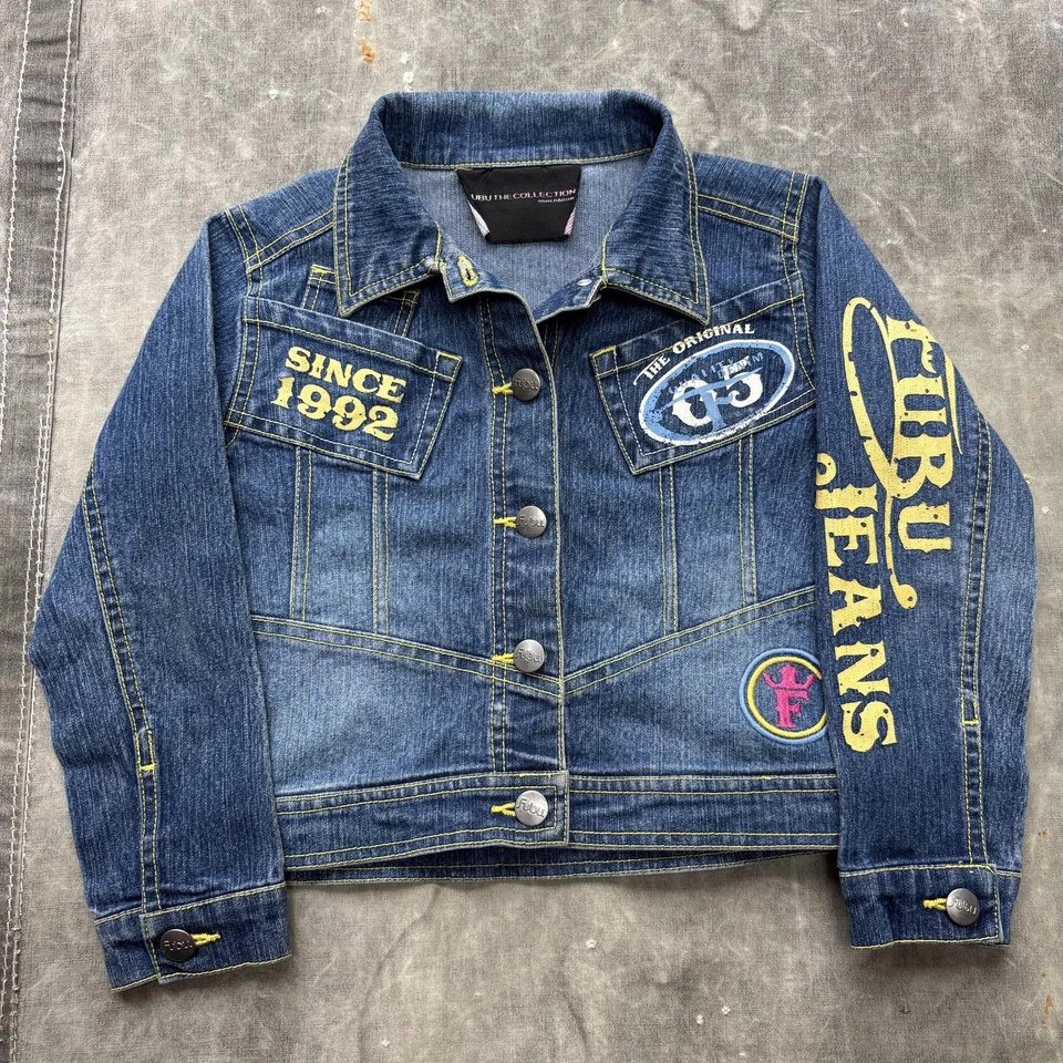 Chaqueta vaquera vintage Y2K Fubu Grunge patinadora de mezclilla para niñas pequeñas talla 5T Foto 1 de 4