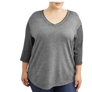 Pullover verde manga cuarto cuello en V talla grande Terra & Sky para mujer talla grande 4X 28W - 30W - Imagen 1 de 9