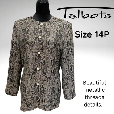 Chaqueta Talbots Talla 14P - Tela Brillante Foto 1 de 4