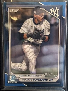 2024 Bowman Chrome George Lombard Jr Blue Refractor /150 RC Yankees BCP-222 - Picture 1 of 3