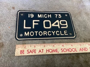 License Plate Tag Vintage 1973 Michigan Motorcycle LF 049 - Picture 1 of 1