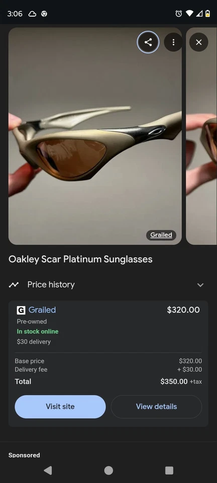 Gafas de sol Oakley Scar para hombre vintage gris plata marco con lentes naranjas Foto 1 de 1