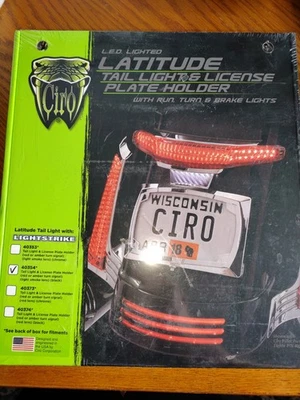 Ciro 40354 Latitude Tail Light & License Plate Holder with Lightstrike- Black - Image 1 of 2