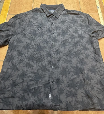 NAT NAST Silk Cotton Palm Camp Shirt Pocket Short Sleeve Button Up Sz XXL Black - Image 1 of 4