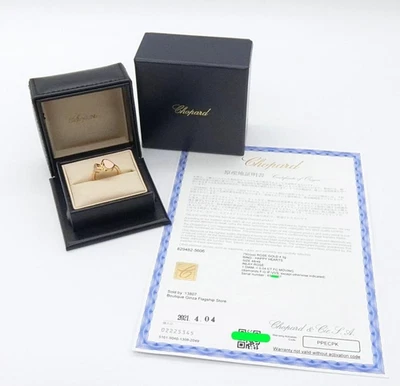 Anillo abierto Chopard Happy Heart diamante ópalo rosa oro rosa 18k con caja de papel Foto 1 de 4