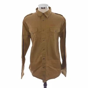 Camicia da uomo marrone Akoo 2XL taglia M manica lunga con bottoni in cotone - Foto 1 di 10