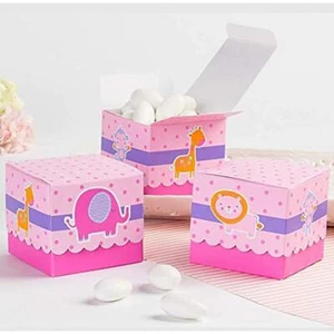 Baby Shower Zoo Animals Party Favor Boxes Pink 24 Per Package New - Picture 1 of 1