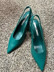 Zara green Wide Heeled Sling Back Size 39 - Picture 1 of 7