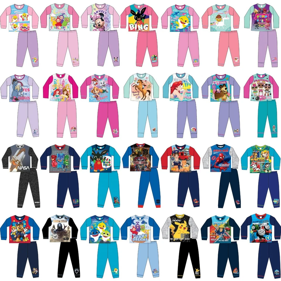 Pyjama personnage manches longues garçons filles enfants bébé tout-petit adolescent pjs 1-12 ans - Photo 1/1