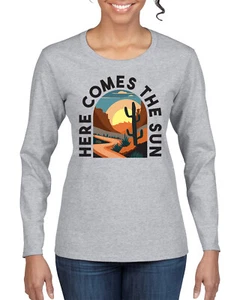 Here Comes The Sun Desert Road Nature Women Graphic Long Sleeve T-Shirt - Picture 1 of 7