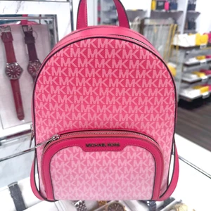 Michael Kors Jaycee Medium Backpack MK Signature Logo Pink Dragonfruit - Picture 1 of 20
