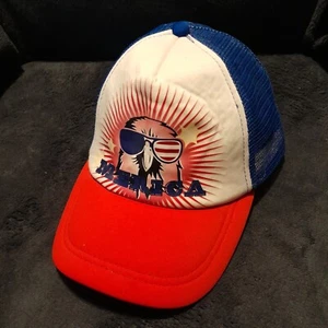 America "Merica" Novelty Snapback Red White Blue Trucker Cap Hat - Picture 1 of 4