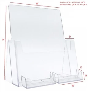 T'z Tagz New Clear 8.5x11 Full-Page Brochure Holder w 2 Business Card Holders - Picture 1 of 7