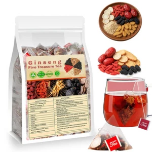 25 bolsas / 250 g de té de ginseng Five Treasure - soporte renal, mezcla de hierbas de fecha roja - Imagen 1 de 10
