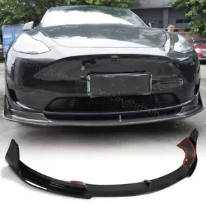 Kit de carrocería alerón labial parachoques delantero fibra de carbono real para Tesla Modelo Y 2019-2024 - Imagen 1 de 15
