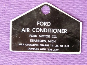 67,68,69,Fairlane Air Conditioning Compressor Service Tag - Picture 1 of 3