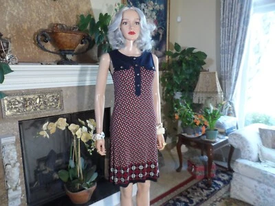 Vestido Vaina Tory Burch Estampado Seda/Lana Azul Marino/Rojo/Blanco Talla XS Foto 1 de 4