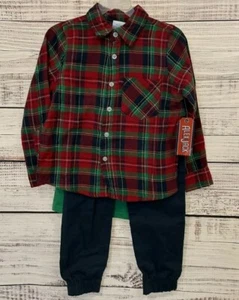 Boy’s NWT Alex & Jack Long Sleeved Flannel Dino Top & Pants 3pc Set Sz 4 - Picture 1 of 2