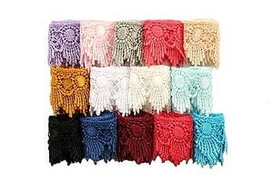 Kiddo 1,75" Bordado Venecia Victoriana Encaje Lila Oro Gris Blanco Azul por Yarda - Imagen 1 de 17