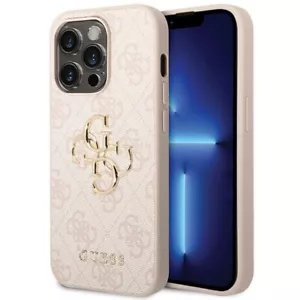 Custodia cellulare custodia iPhone 15 Pro Guess ecopelle rosa con motivo dorato - Foto 1 di 7