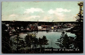 Postcard St. Stephen NB c1909 General View Town CDS Duplex Cancel Uxbridge - Bild 1 von 2