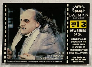 Dynamic 1992 Batman Returns #13/20 THE PENGUIN Trading Card Sticker - Picture 1 of 1