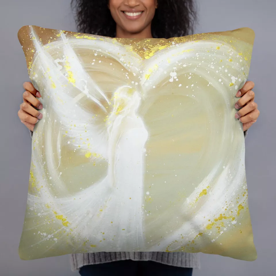 Guardian Angel Heart Art Pillow for Couch+Sofa. Living Room Bedroom Decor Gifts - Image 1 of 4