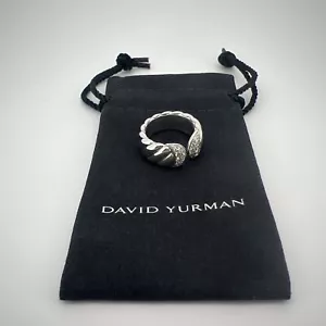 BEAUTIFUL David Yurman St-Silver Sculpted Cable Pave Diamond Ring Size 5 1/2 - Picture 1 of 7