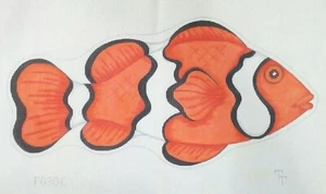 TT needlepoint HP handpainted canvas CLOWNFISH F030C 13 mesh 19" x 9.25" fish - Picture 1 of 5