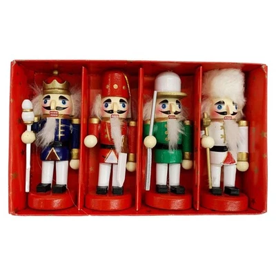 Set of 4 Wooden Christmas Nutcracker Sturdy Decorative Xmas Gift Collection - Image 1 of 2