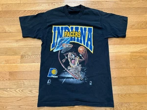 VTG NBA Indiana Pacers Taz Tasmanian 1994 Black T Shirt USA Sz M Single Stitch - Picture 1 of 5