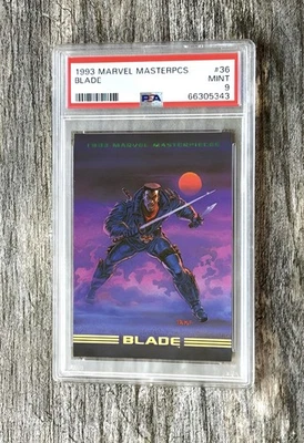 LOW POP 88 ONLY 1993 MARVEL MASTERPIECES BLADE RARE GREEN FOIL #36 PSA 9 - Image 1 of 2