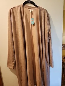 Maurices Blush Pink Metallic Duster Cardigan Size L With Pockets - Picture 1 of 7