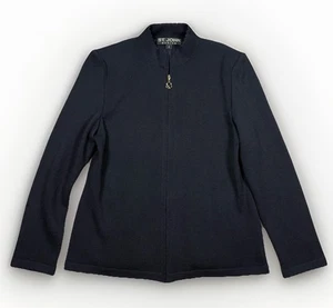 St John Blazer Jacket Womens Size 4 Black Santana Knit Zip Up Cardigan Sweater - Picture 1 of 9