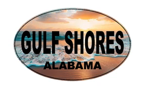 BEACH WAVES SUNSET GULF SHORES ALABAMA VINYL BOAT CAR TRUCK WINDOW STICKER DECAL - Picture 1 of 1