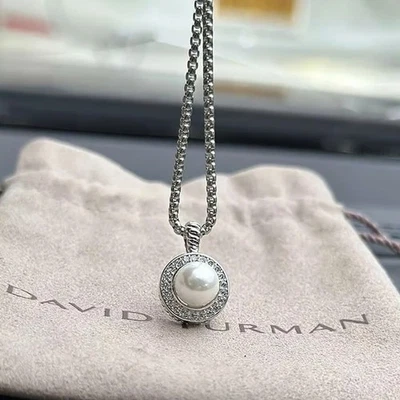 David Yurman 925 пробы кабель жемчуг подвеска ожерелье с бриллиантами - Изображение 1 из 4