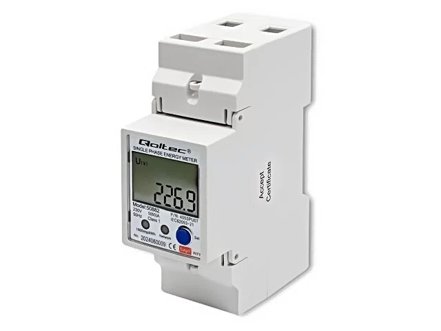 50882 Digital meter, DIN rail mounting, 1-phase, LCD, 230V, QOLTEC - Image 1 of 1