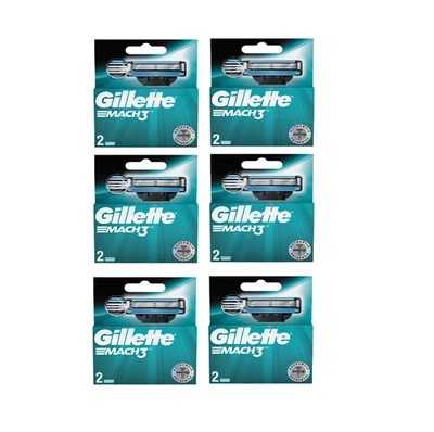 Hojas de afeitar Gillette Mach3 para hombre, 12 recambios de cuchillas (6 paquetes de 2) Foto 1 de 4