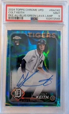 2024 Topps Chrome Upd RC Auto Colt Keith Blue/Green Lava 16/125 - PSA 9 MINT  - Image 1 of 3
