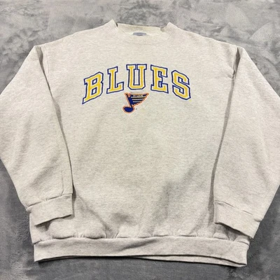 Sudadera Vintage St. Louis Azul Hombres Grande Gris Logo 7 Hockey NHL  Foto 1 de 4