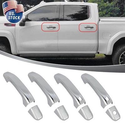 For Chevy Silverado GMC Sierra 1500 2019-2024 Door Handle Cover Chrome W/Smart K - Image 1 of 4