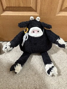 Handmade Chenille Black Cow Farm Country Animal - Picture 1 of 1