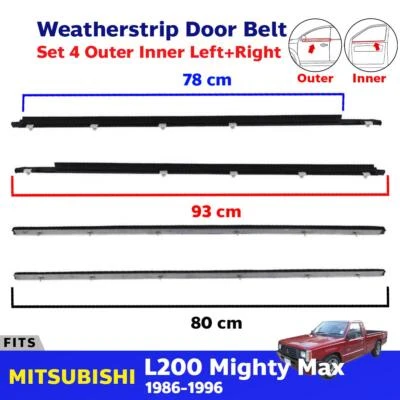 Front Door Beltline In+out Fits Mitsubishi Mighty Max L250 86-96 set4 2e6b Foto 1 de 4