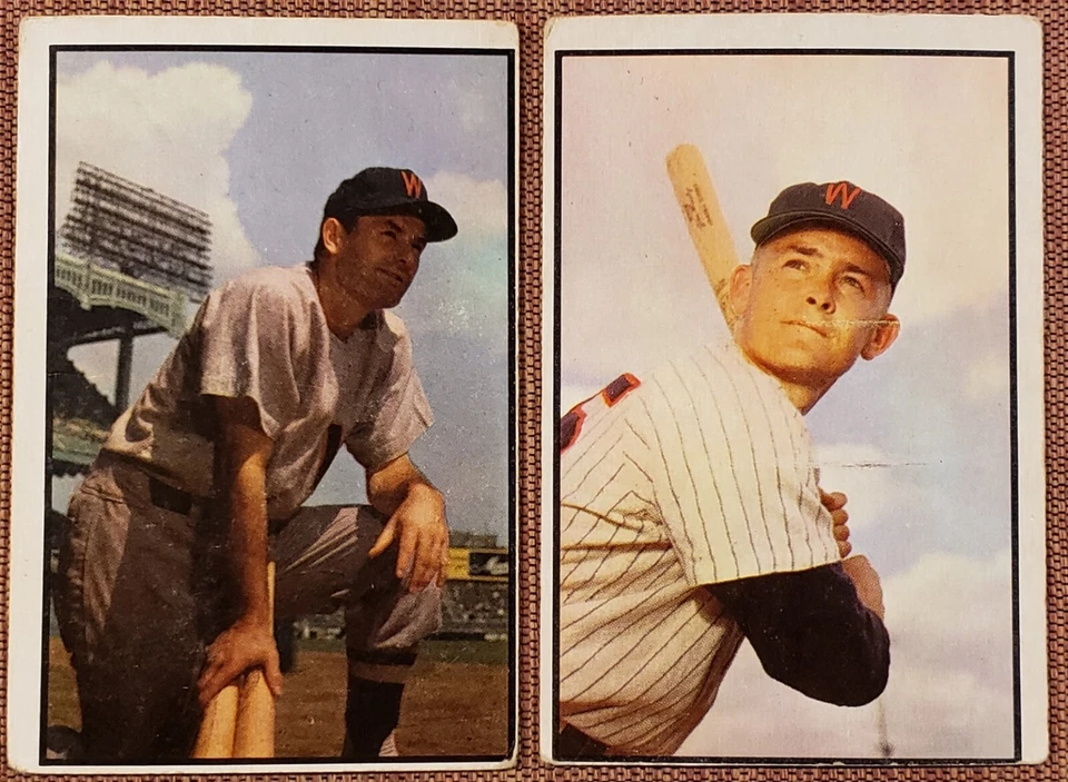 1953 Bowman Color #139 Pete Runnels #159 Mickey Vernon Senators Baseball Cards - Image 1 of 4
