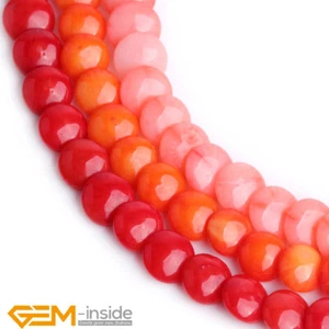 Assorted Pink Red Orange Coral Gemstone Coin Jewellery Making Beads 15" 6mm AU - Picture 1 of 25